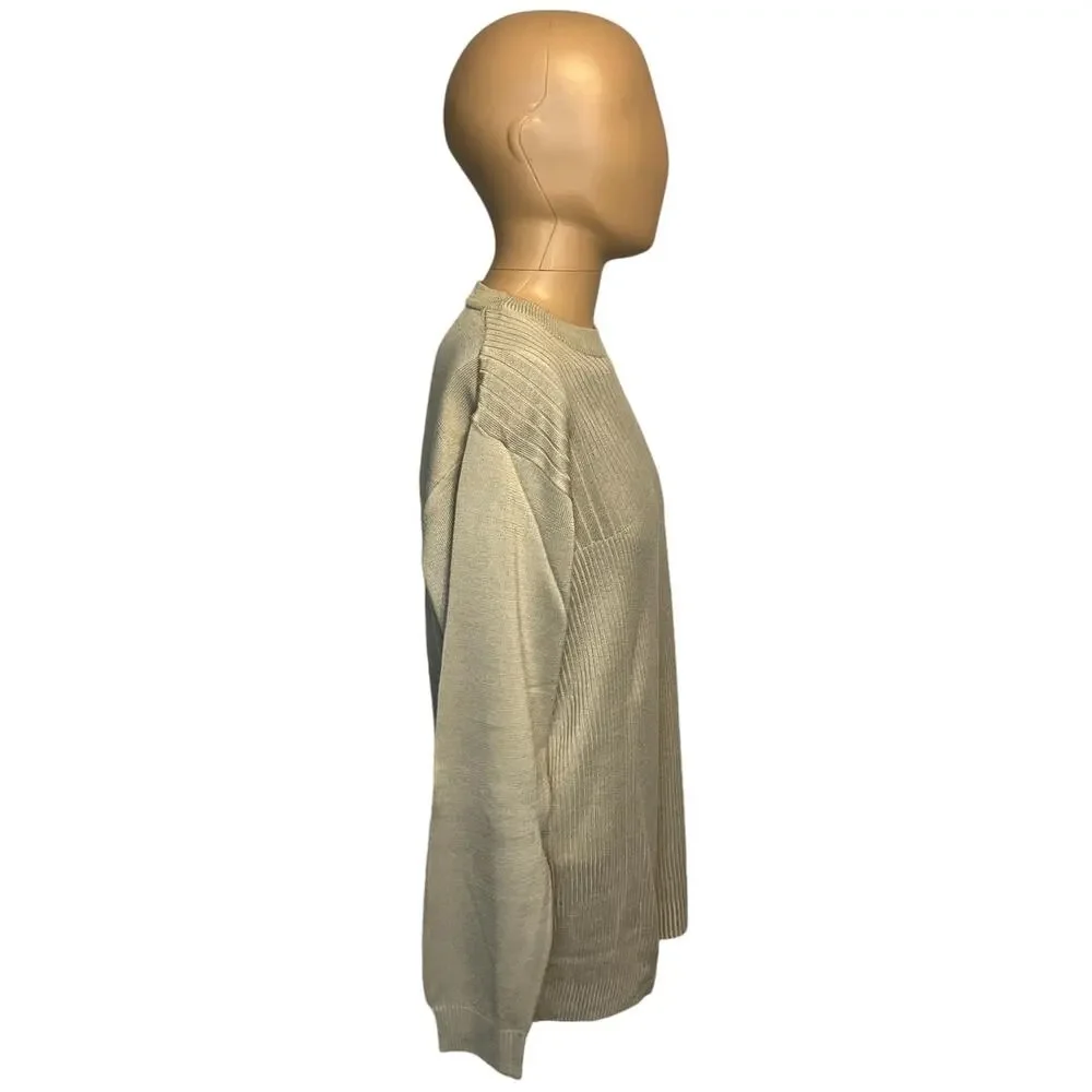 Vintage Protege Collection Ribbed Crewneck Sweater Mens Size Large Tan Pullover